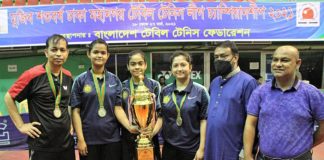 নারী টেবিল টেনিসের শিরোপা জিতেছে আবাহনী